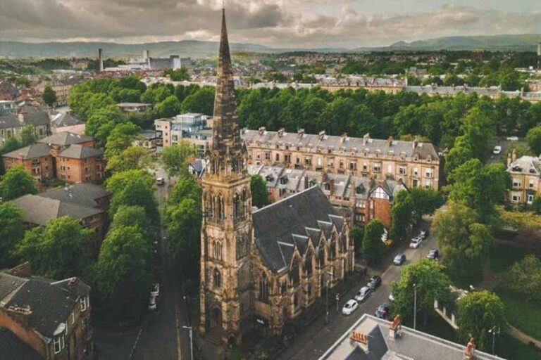 Aerial view of Cottiers in the West End of Glasgow